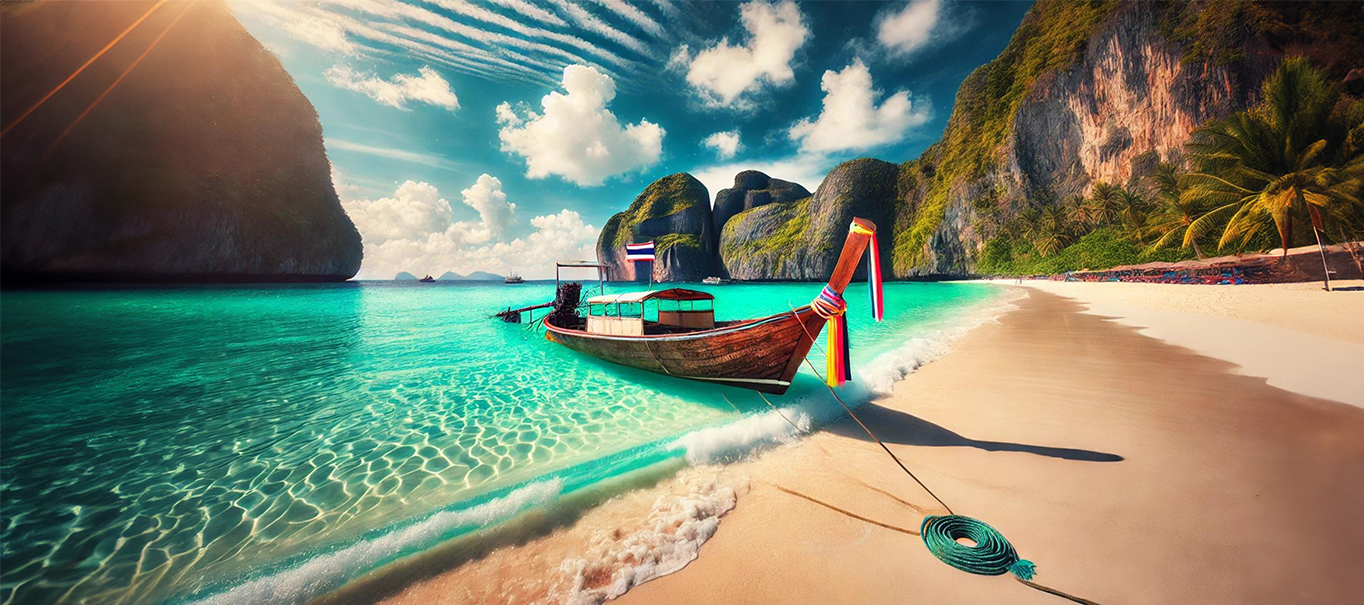 Idyllic Koh Phi Phi beach in Thailand - UNOthai.com / شاطئ كو في في الرائع في تايلاند - UNOthai.com